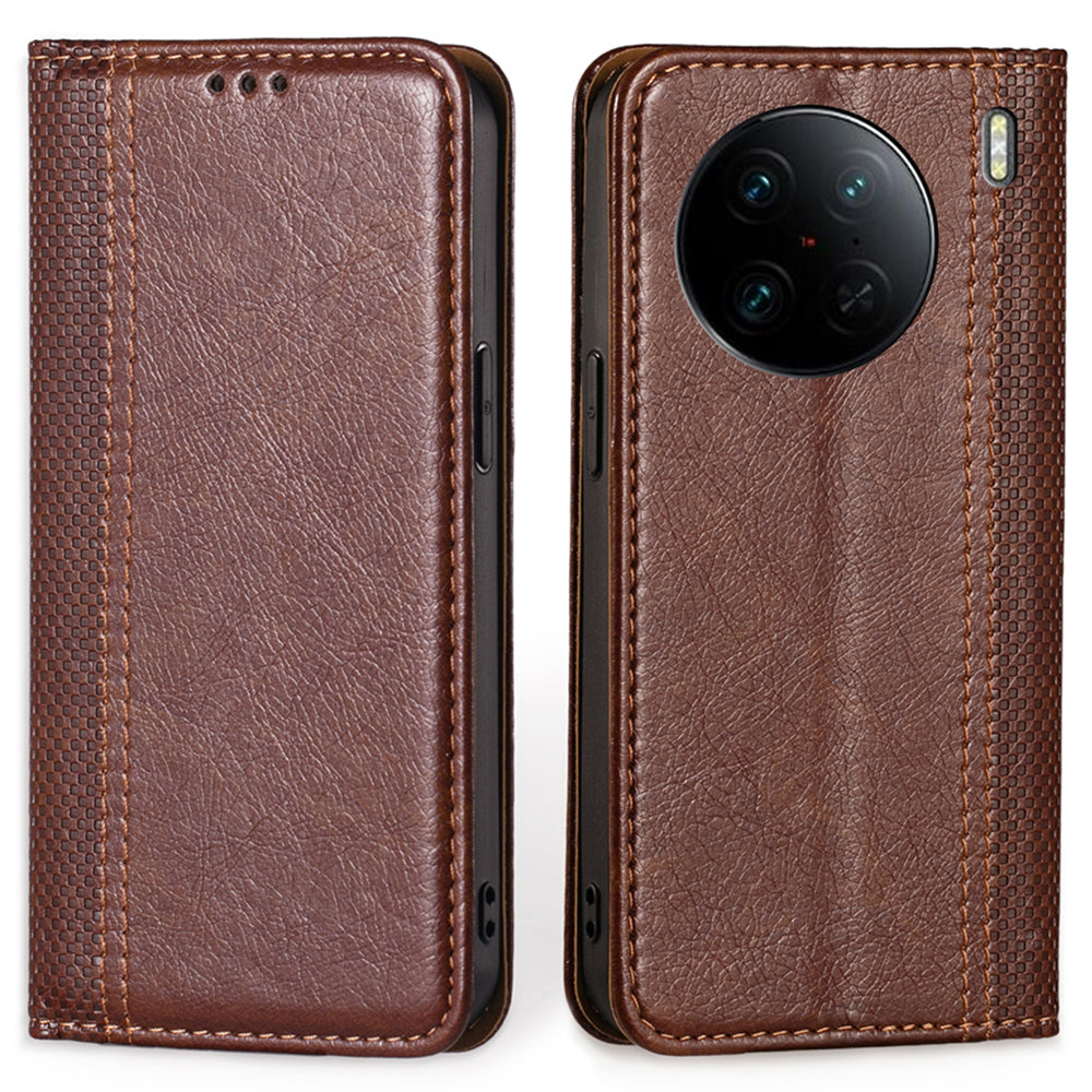 Til vivo X90 Pro 5G telefonetui med plaidmønster PU-læder Magnetisk automatisk lukket stødsikkert cover med kortholderstativ Til vivo X90 Pro 5G telefonetui med plaidmønster PU-læder Magnetisk automatisk lukket stødsikkert cover med kortholderstativ